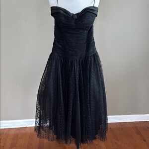 Chris Kole Lace Elegant Cocktail Prom Black Strapless Party Midi Dress Size 4